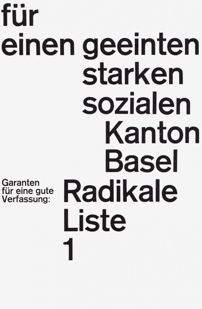 Emil Ruder, Radikale Liste 1, 1960, poster. | 