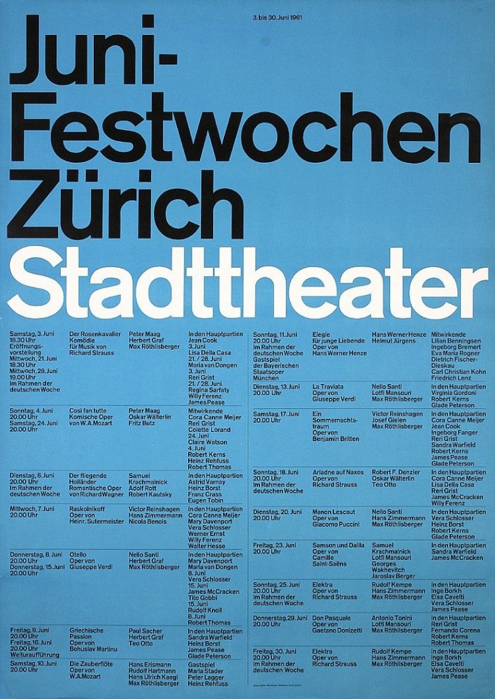 Müller-Brockmann, Josef 1914 - 1996. Internationale Juni-Festwochen. Offset 1961. | 