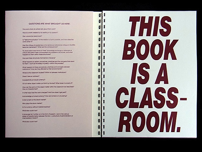 This book is a classroom by Lucie Kolb & Romy Rüegger, Passenger books and HIT | This Book is a Classroom is a publication about art education, self-organised institutions, and circular communication; edited and devised by Lucie Kolb & Romy Rüegger, Passenger books and HIT.